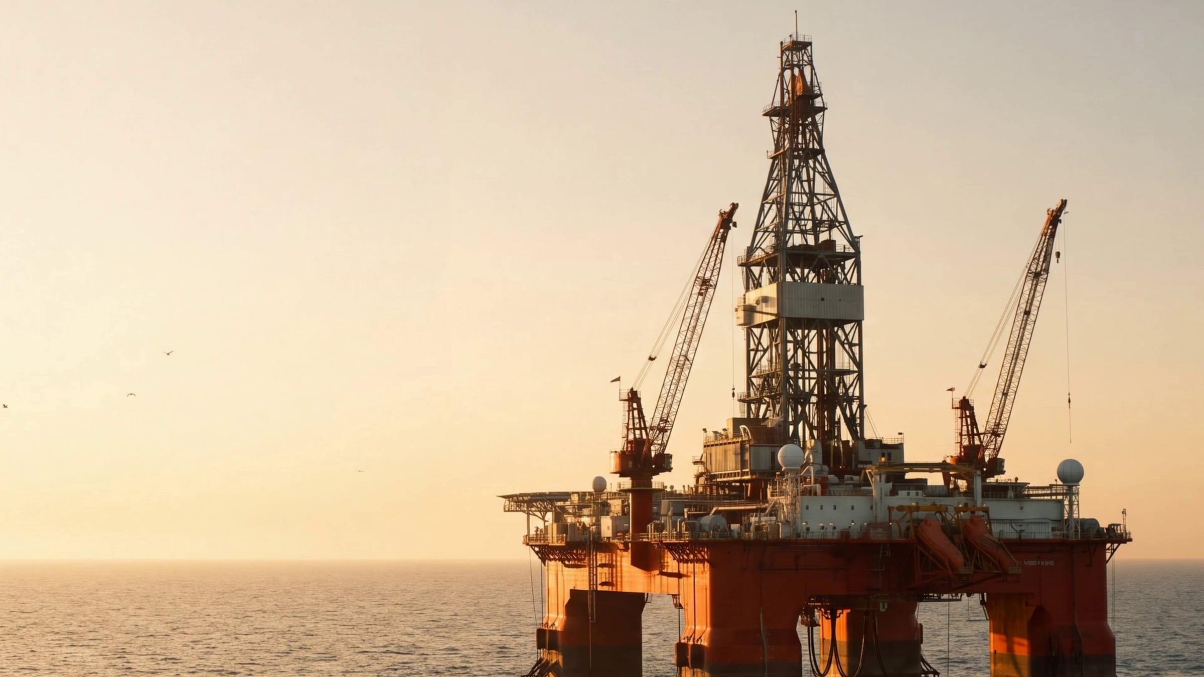 Plataforma de petróleo offshore ao entardecer, representação ilustrativa do segmento offshore atendido pela Módulo Engenharia